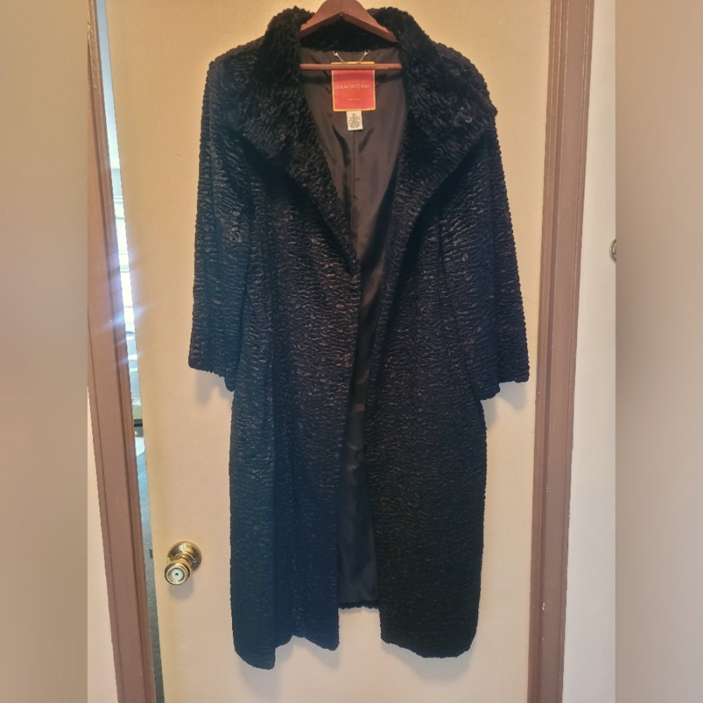 Issac Mizrahi for Target curly faux fur black coat